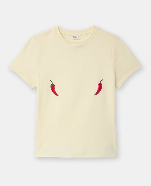 T-shirt ajusté avec prints piments poitrine - PIMKIE - 4
