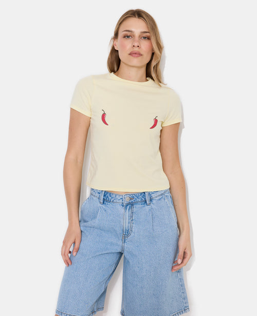 T-shirt ajusté avec prints piments poitrine - PIMKIE - 5