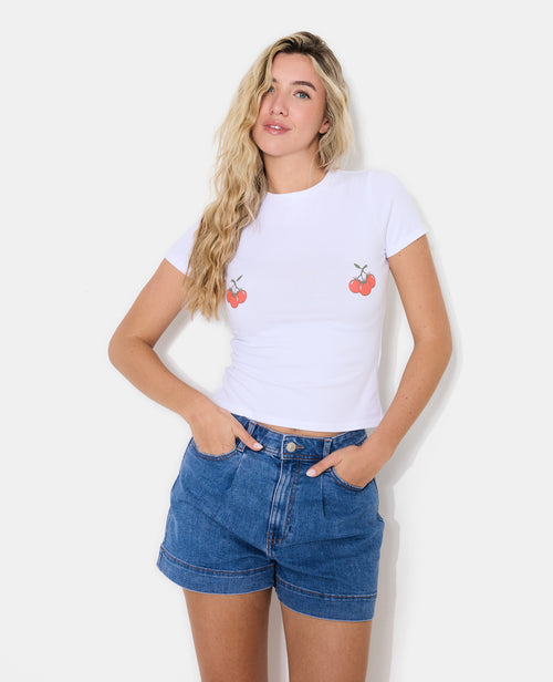 T-shirt ajusté avec prints tomates poitrine - PIMKIE - 1