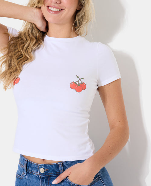 T-shirt ajusté avec prints tomates poitrine - PIMKIE - 2