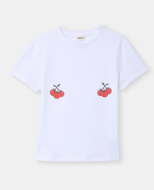 T-shirt ajusté avec prints tomates poitrine - PIMKIE - 4