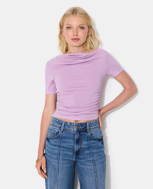 T-shirt encolure asymétrique et drapée - PIMKIE - 1