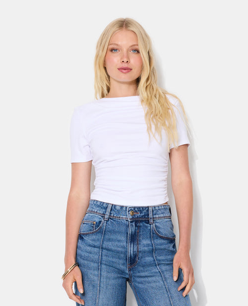 T-shirt encolure asymétrique et drapée - PIMKIE - 1