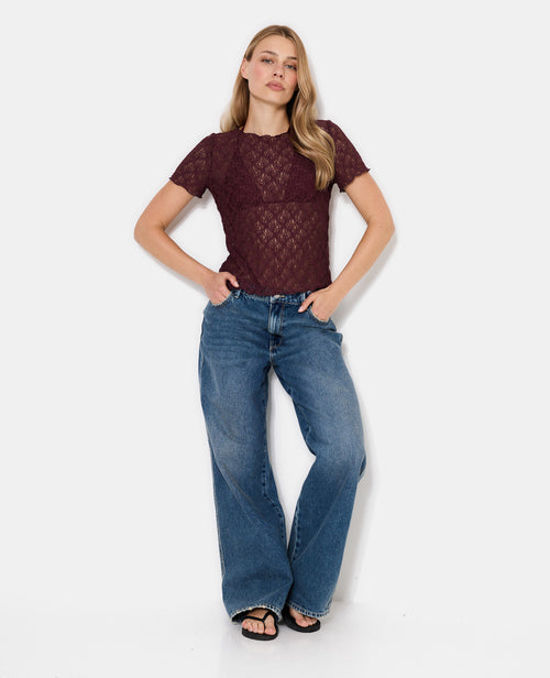 T-shirt en dentelle manches courtes - PIMKIE - 3