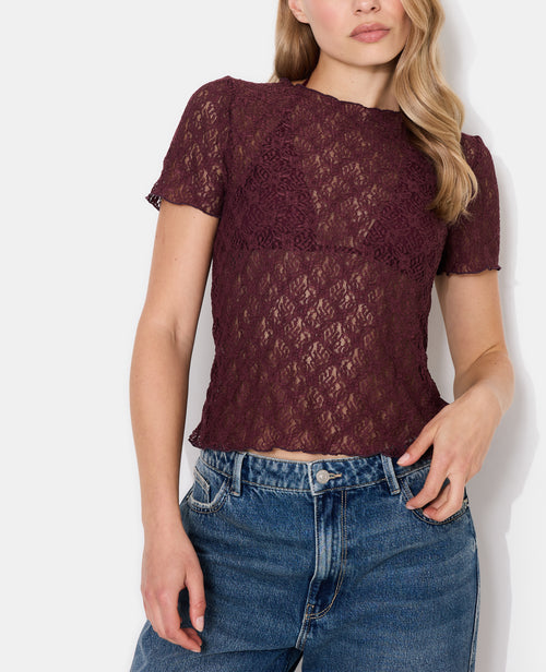 T-shirt en dentelle manches courtes - PIMKIE - 7