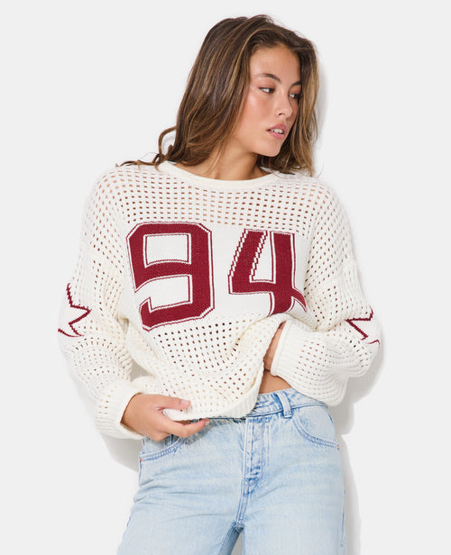 Pull oversize en maille ajourée avec numéro 94 - PIMKIE - 1