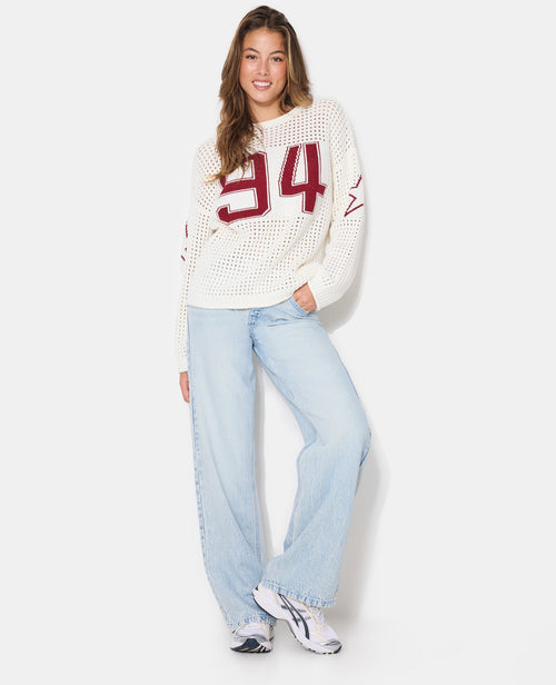 Pull oversize en maille ajourée avec numéro 94 - PIMKIE - 3
