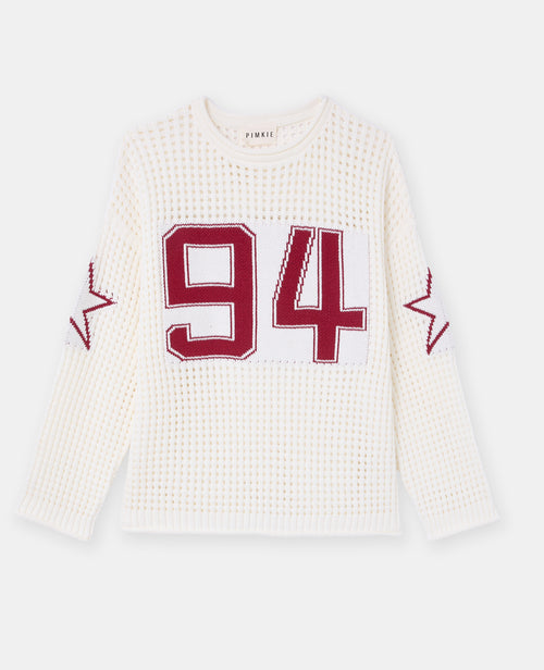 Pull oversize en maille ajourée avec numéro 94 - PIMKIE - 4