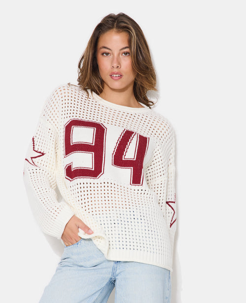 Pull oversize en maille ajourée avec numéro 94 - PIMKIE - 5