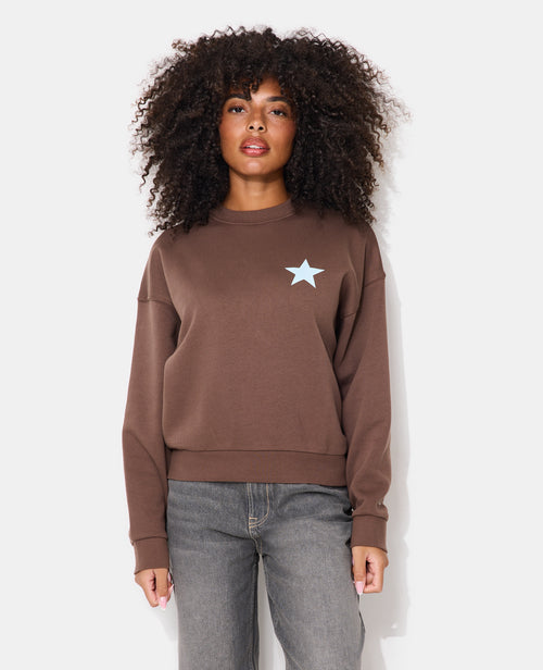 Sweat col rond avec print étoile et broderies dos - PIMKIE - 6