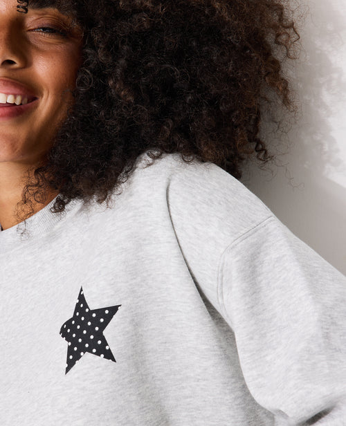 Sweat col rond avec print étoile et broderies dos - PIMKIE - 2