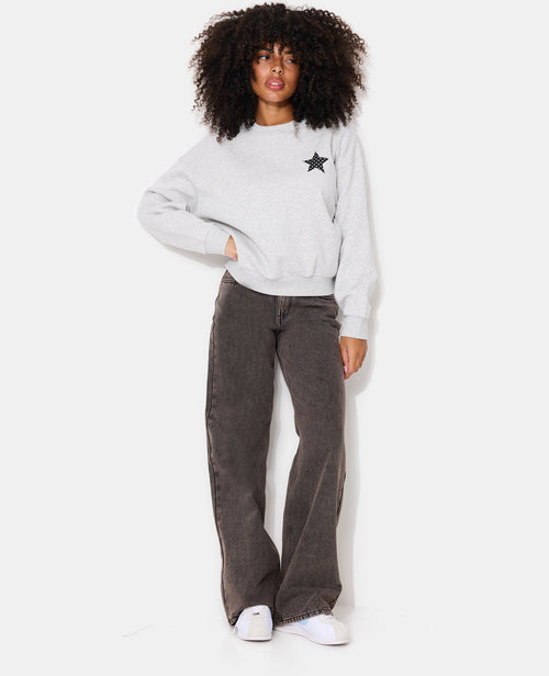 Sweat col rond avec print étoile et broderies dos - PIMKIE - 6
