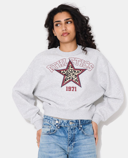 Sweat molleton col rond avec print étoile léopard - PIMKIE - 1