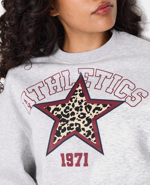 Sweat molleton col rond avec print étoile léopard - PIMKIE - 2