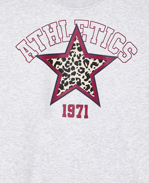 Sweat molleton col rond avec print étoile léopard - PIMKIE - 1