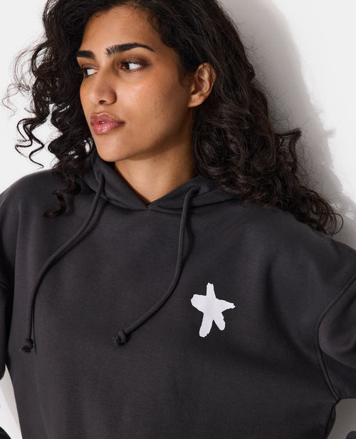 Sweat molleton capuche avec prints étoiles et roses - PIMKIE - 2