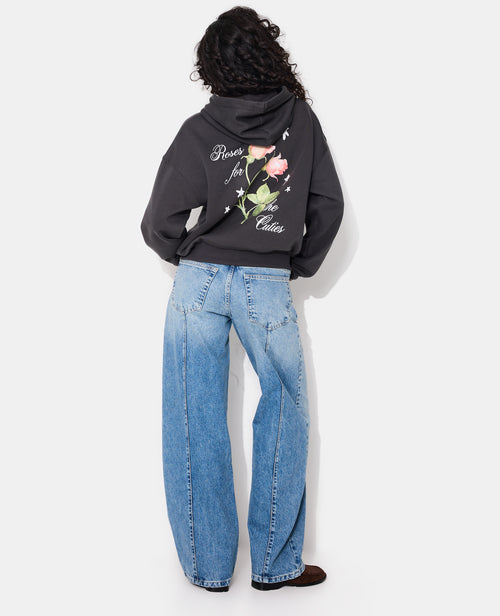 Sweat molleton capuche avec prints étoiles et roses - PIMKIE - 3