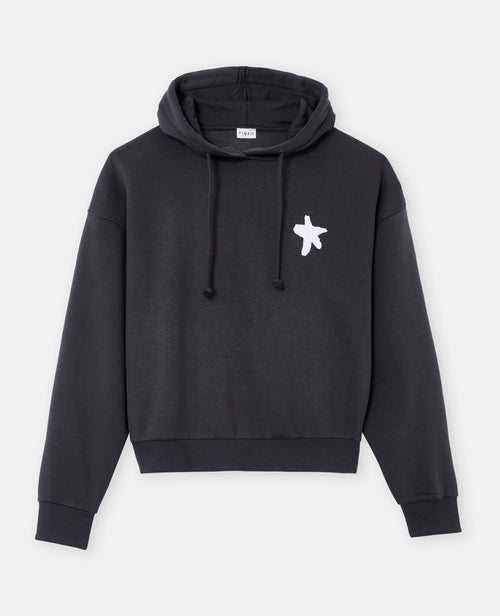 Sweat molleton capuche avec prints étoiles et roses - PIMKIE - 4