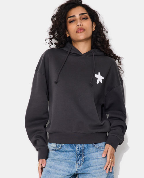 Sweat molleton capuche avec prints étoiles et roses - PIMKIE - 5