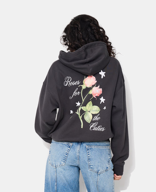 Sweat molleton capuche avec prints étoiles et roses - PIMKIE - 6