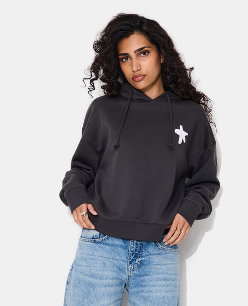 Sweat molleton capuche avec prints étoiles et roses - PIMKIE - 2