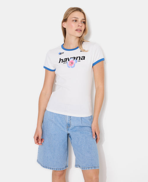 T-shirt ajusté avec print HAVANA + fleur - PIMKIE - 1