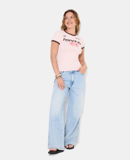 T-shirt ajusté avec print HONOLULU + fleurs - PIMKIE - 7