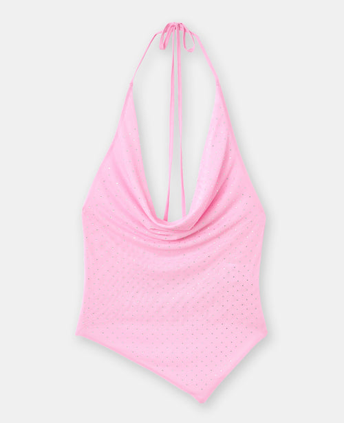 Top dos-nu asymétrique en résille avec strass - PIMKIE - 4