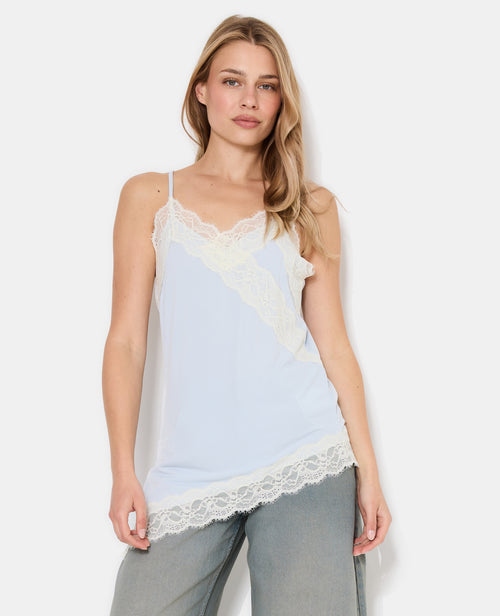 Top asymétrique en maille stretch et dentelle - PIMKIE - 5