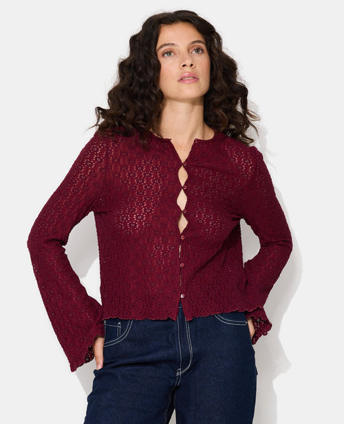 Top en dentelle avec manches flare et boutons - PIMKIE - 1