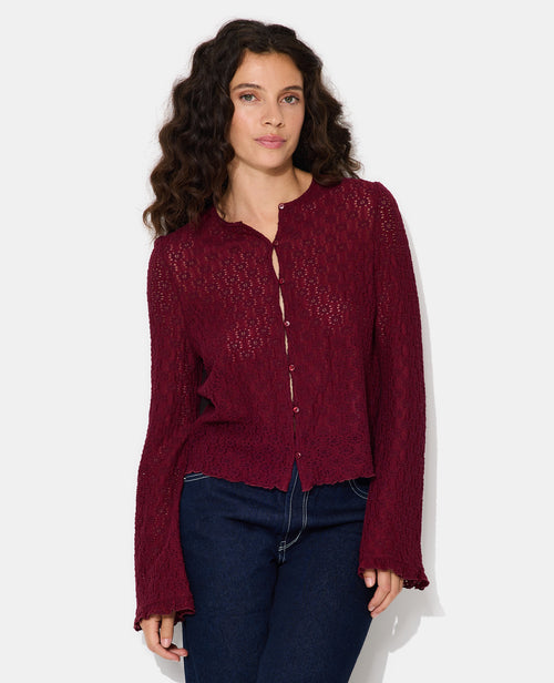 Top en dentelle avec manches flare et boutons - PIMKIE - 5