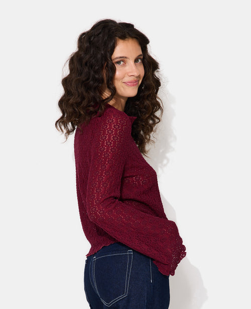 Top en dentelle avec manches flare et boutons - PIMKIE - 6