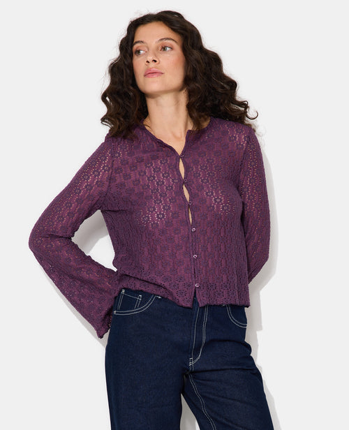 Top en dentelle avec manches flare et boutons - PIMKIE - 1