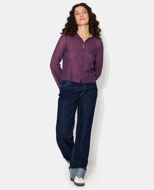 Top en dentelle avec manches flare et boutons - PIMKIE - 3