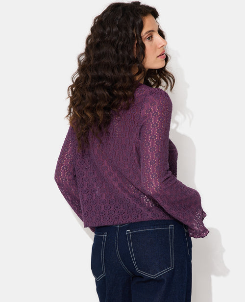 Top en dentelle avec manches flare et boutons - PIMKIE - 6