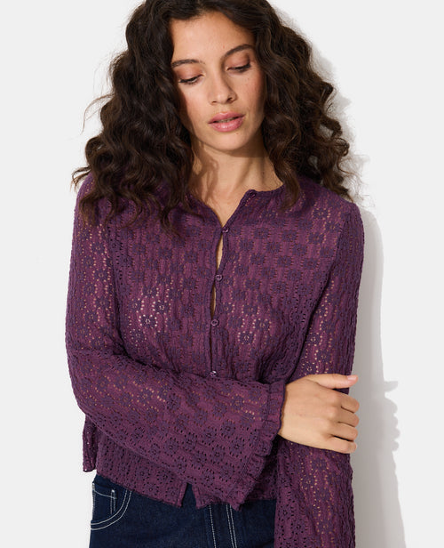 Top en dentelle avec manches flare et boutons - PIMKIE - 8