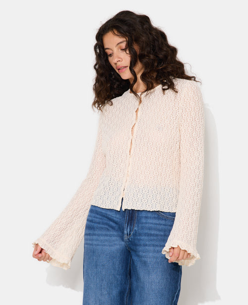 Top en dentelle avec manches flare et boutons - PIMKIE - 1