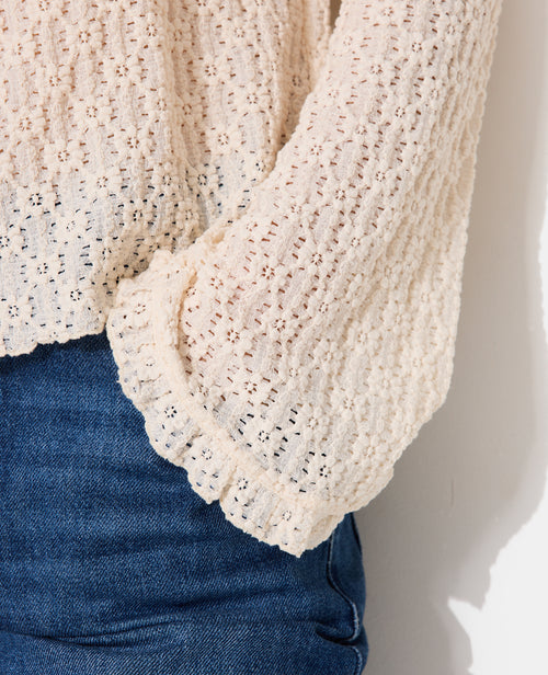 Top en dentelle avec manches flare et boutons - PIMKIE - 2