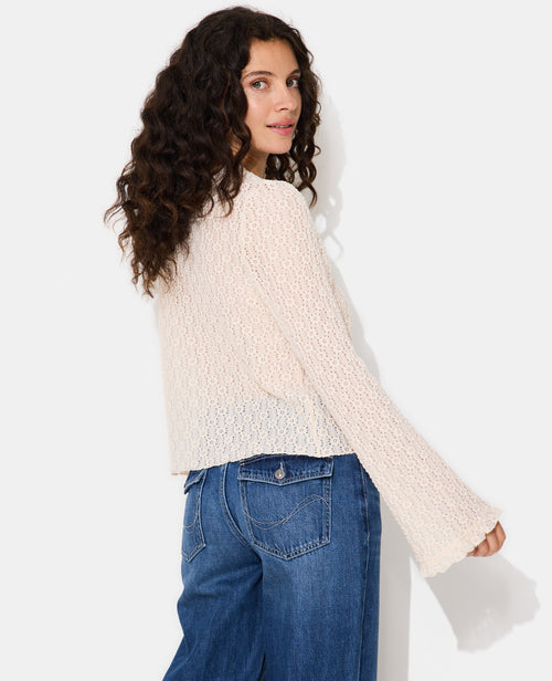 Top en dentelle avec manches flare et boutons - PIMKIE - 6
