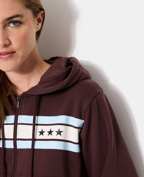 Sweat zippé capuche avec bandes et étoiles - PIMKIE - 2
