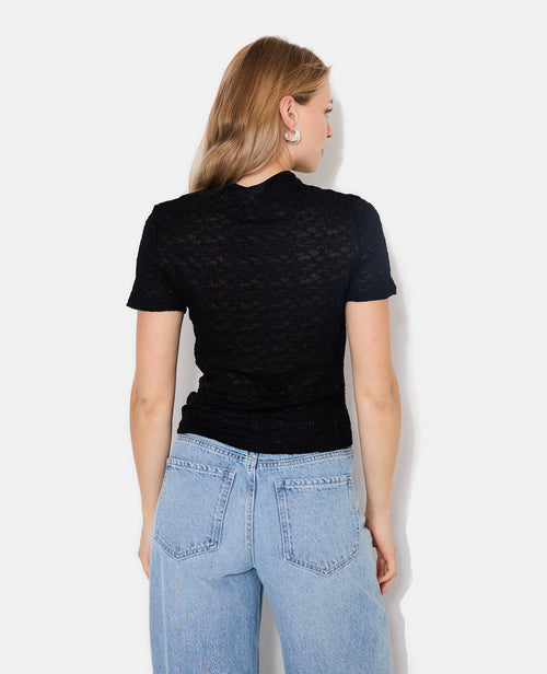 Top en dentelle col mao avec goutte et bouton - PIMKIE - 6