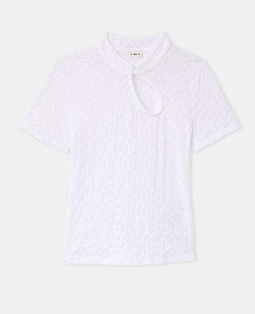 Top en dentelle col mao avec goutte et bouton - PIMKIE - 4