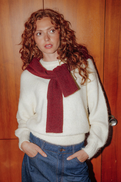 Pull col rond en maille duveteuse - PIMKIE - 1