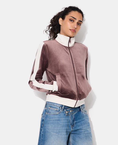 Veste zippée en velours bicolore - PIMKIE - 1