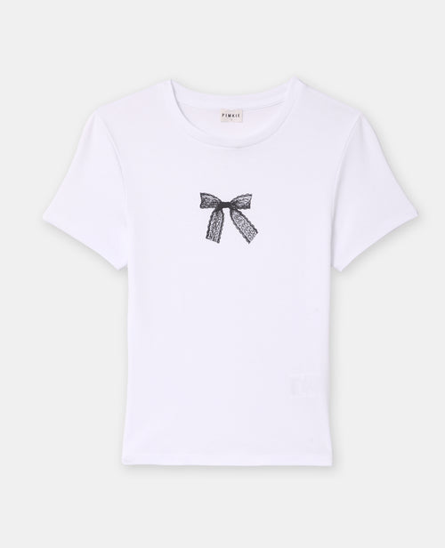T-shirt ajusté avec print nœud dentelle - PIMKIE - 4