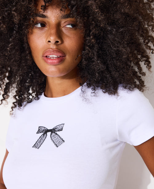 T-shirt ajusté avec print nœud dentelle - PIMKIE - 1