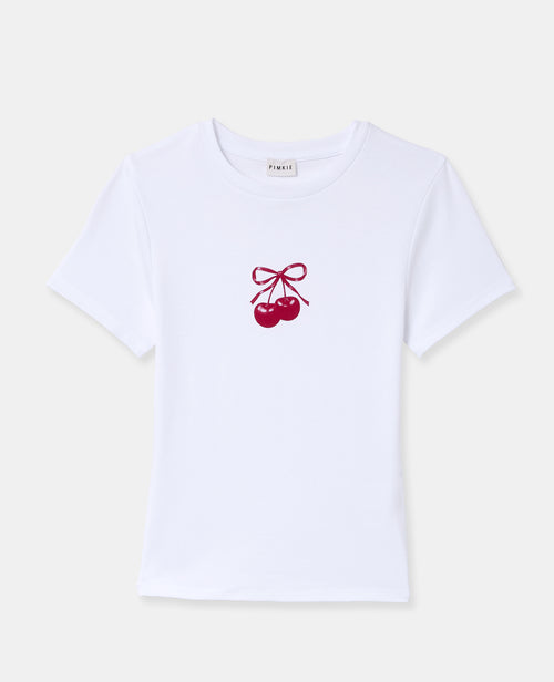 T-shirt ajusté avec print cerises et nœud - PIMKIE - 4