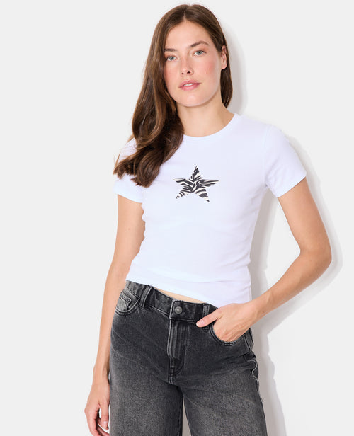 T-shirt ajusté avec print étoile zébrée - PIMKIE - 1