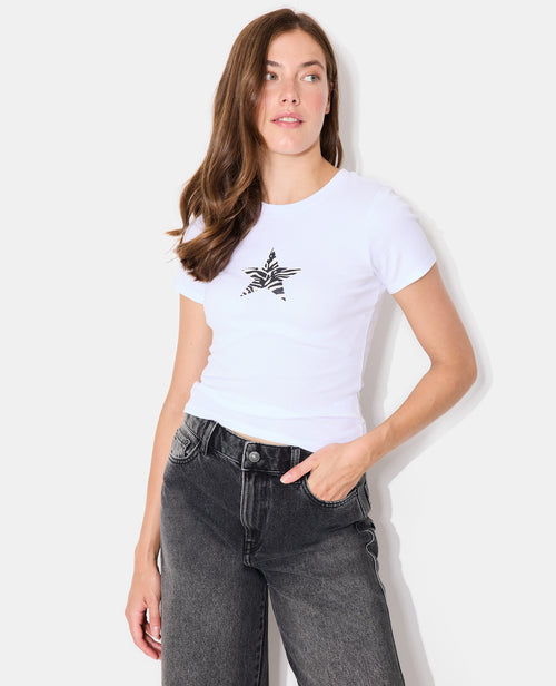 T-shirt ajusté avec print étoile zébrée - PIMKIE - 5