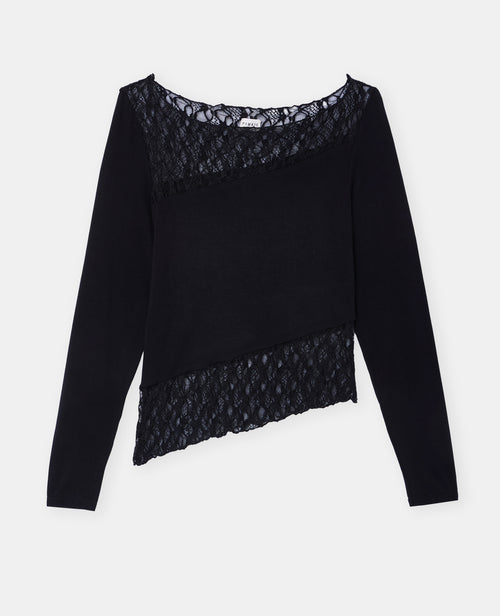 T-shirt asymétrique manches longues avec dentelle - PIMKIE - 4